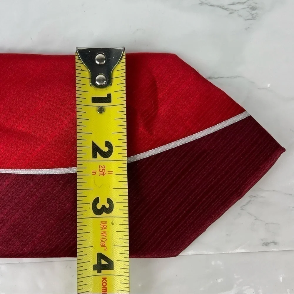 Galo Cassini 100% Silk Neck Tie Red Gray Black Swirl Pattern VTG Vintage